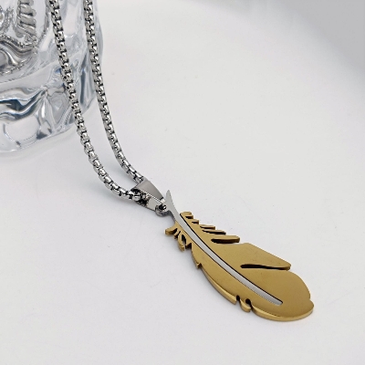 Picture of Fashionable Boys Pendant and Bar Necklace for Men, Stainless Steel