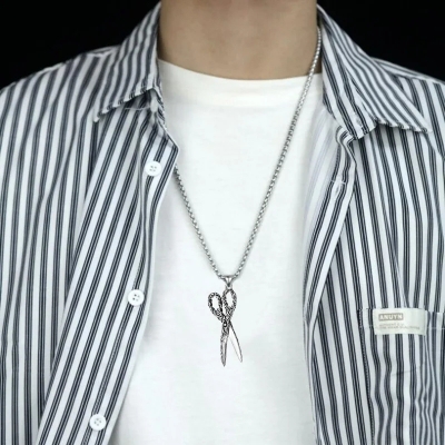 Picture of Silver Stylish Addition Pendant Necklace Chain For Men