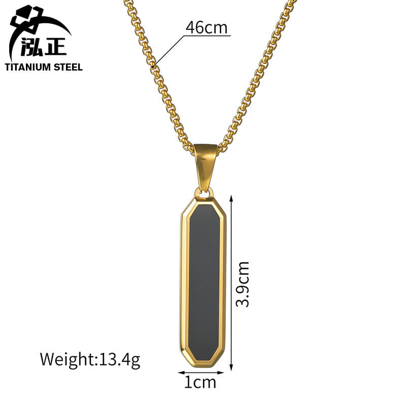 Picture of Stainless steel Golden  Bar black Resin Necklace Pendant Custom Engraving For Men