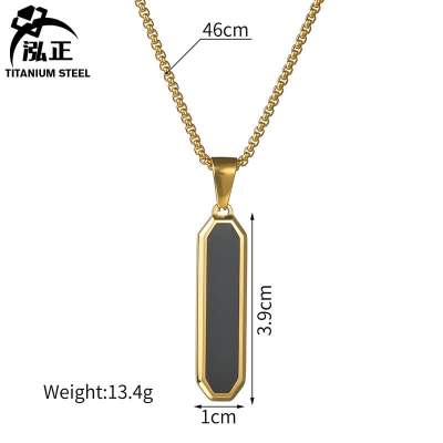 Picture of Stainless steel Golden  Bar black Resin Necklace Pendant Custom Engraving For Men