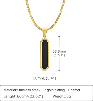 Picture of Stainless steel Golden  Bar black Resin Necklace Pendant Custom Engraving For Men