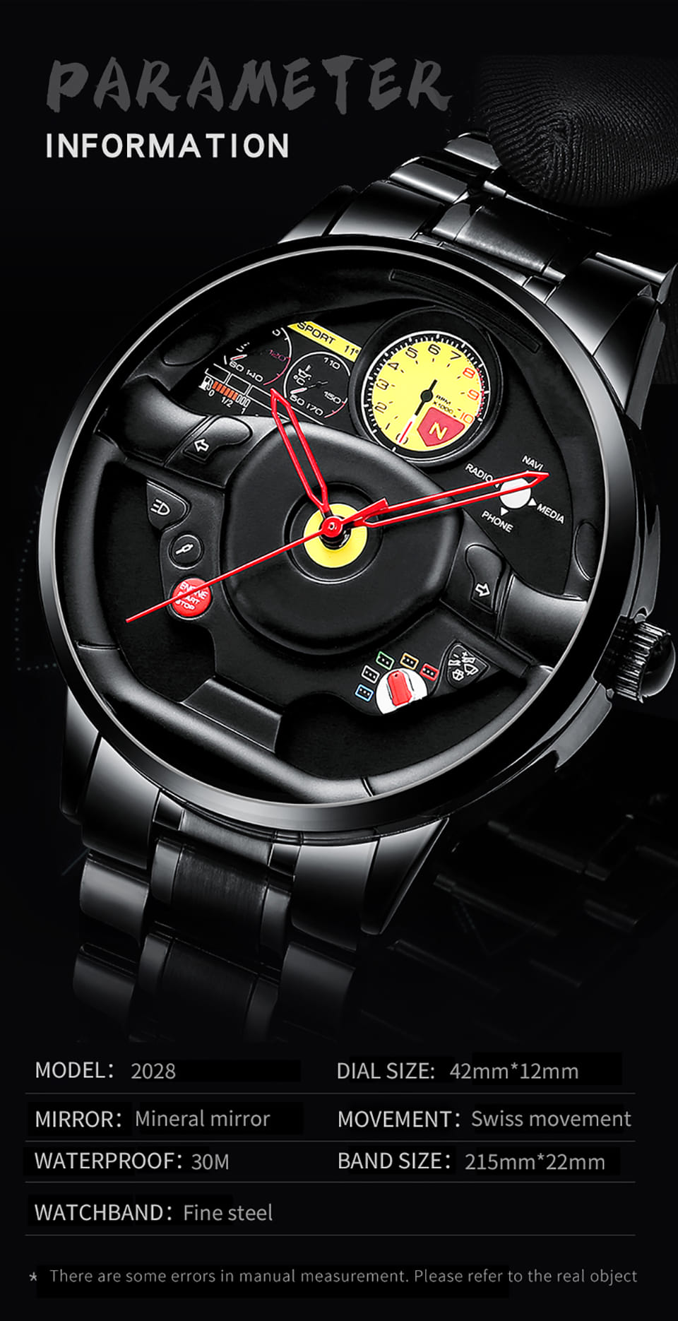 Picture of Top Brand Men's Watches Luxury Business Sport Car Wheel Hub Watch Quartz