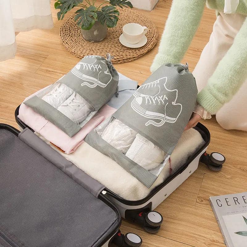 Picture of Waterproof Shoe Storage Bags with Drawstring - Transparent Travel Shoe Organizing Pouches