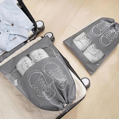 Picture of Waterproof Shoe Storage Bags with Drawstring - Transparent Travel Shoe Organizing Pouches