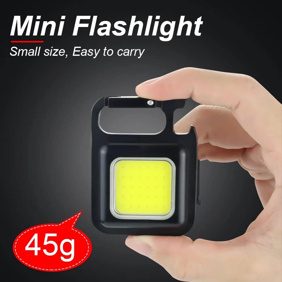 Picture of Keychain Light - Rechargeable Flashlights, 4 Modes Mini Flashlight Keychain with Folding Bracket Bottle Opener and Magnetic Base for Emergency and Outdoor Use