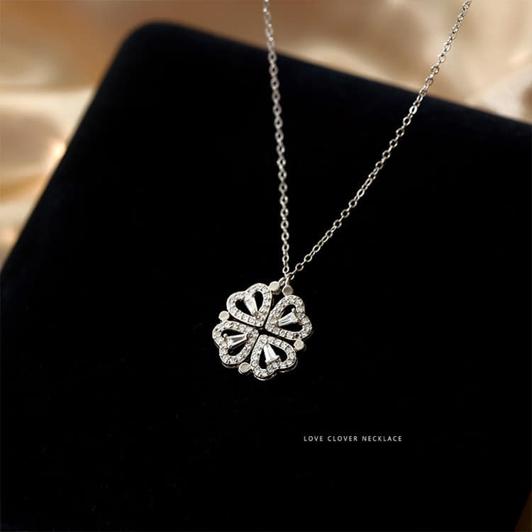 Picture of New Design Women Heart Clover Magnetic Pendant Necklace Dainty Girl Heart Necklace Cute Jewelry Gift for Women & Girls