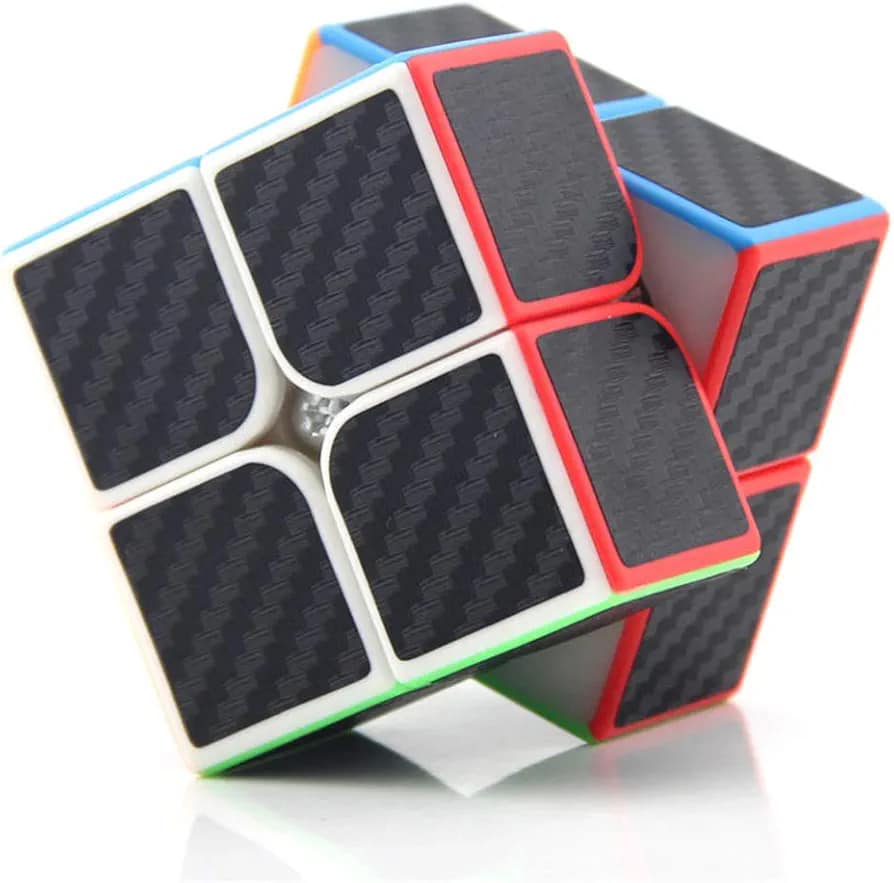 Picture of ToyVilla 2x2 Speed Cube Carbon Fiber Black Sticker Cube Fast and Smooth Magic Cube  (1 Pieces)