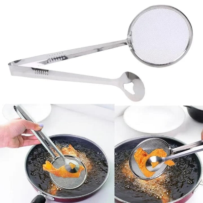 Picture of 1PCS Stainless Steel Kitchen Colander Filter Mesh Spoon Fried Food Oil Scoop Drain Oil Food Clip Fishing Oil Kitchen Gadgets
