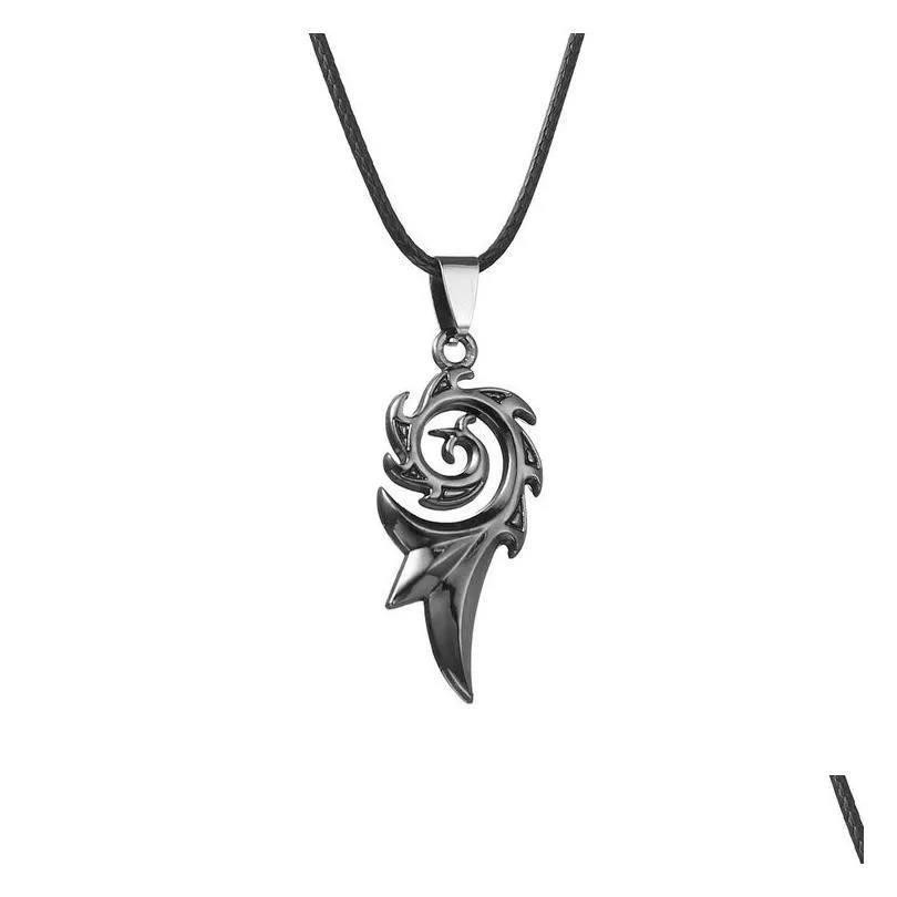 Picture of Men's Punk Dragon Flame Titanium Stainless Steel Cool leather chain Pendant Necklace Men's necklace/Unique Design Pendant Chain For Men's/ Chain For Men/Men's Pendant