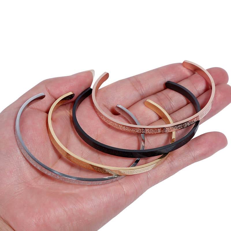 Picture of Arabic Cuff Bracelet, Muslim Islamic Allah Jewelry, Arabic Shahada Ayatul Kursi Cuff Bracelet for Men Islam Eid Ramadan Gifts