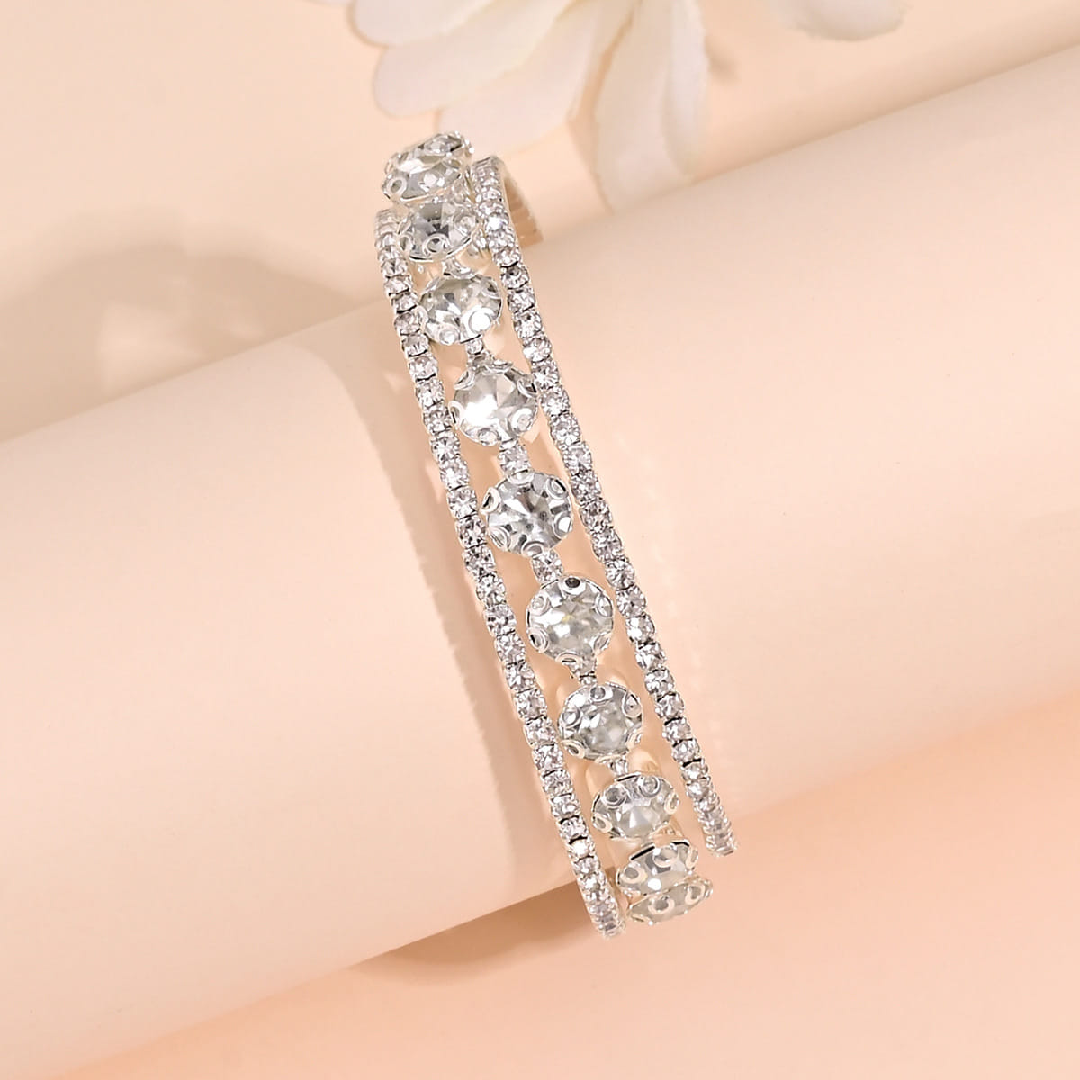 Picture of Women Silver Color Lucky Bracelet Female Crystal Heart Charm Pulseras Bracelet Bridal Wedding Engagement Fine Jewelry Gift