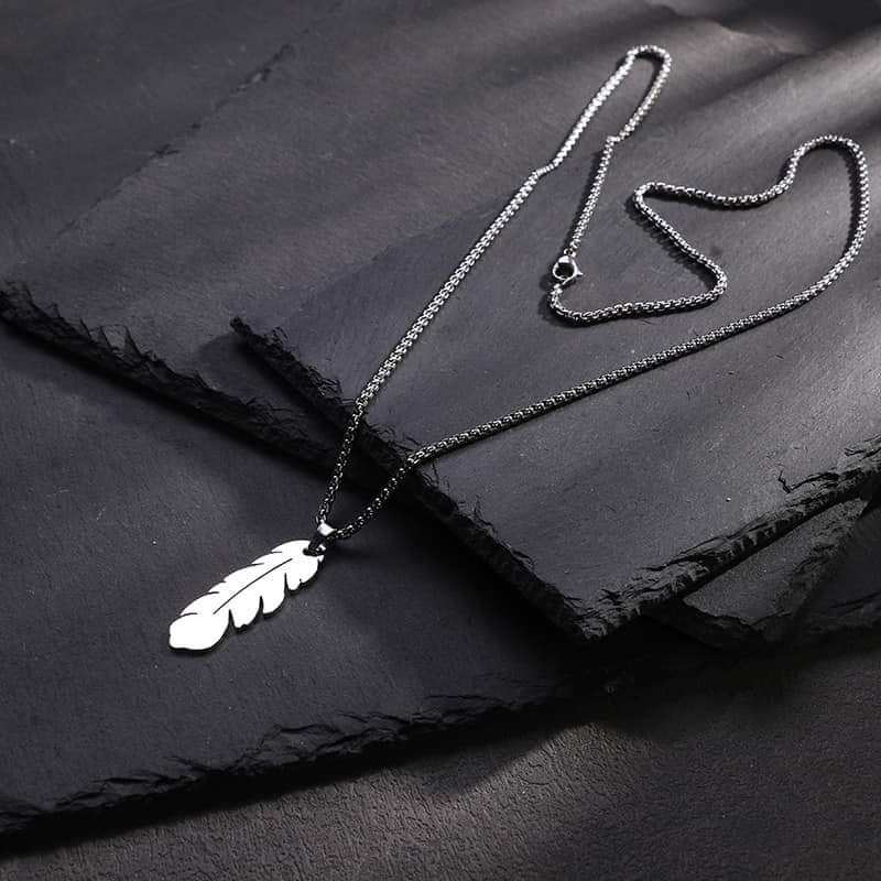 Picture of Men Stainless Steel Silver Color Leaf Chain For Men