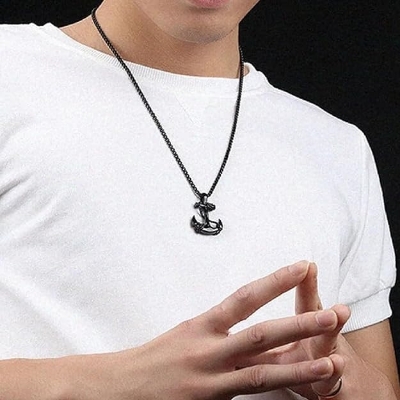 Picture of Stainless Steel Black Metal Chain For Men