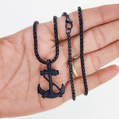 Picture of Stainless Steel Black Metal Chain For Men