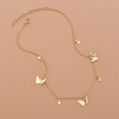 Picture of One Layer Star Butterfly Charm Necklace Chain For Women