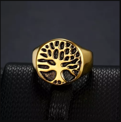 Picture of Ancient Golden Color Drop Ring For Men - Ring For Men