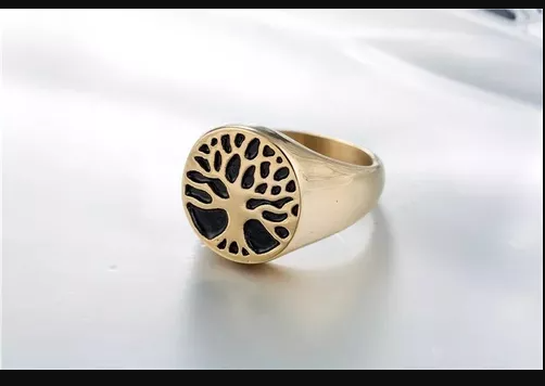 Picture of Ancient Golden Color Drop Ring For Men - Ring For Men