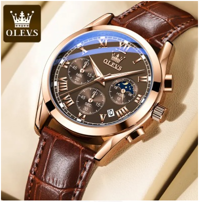 Picture of OLEVS leather quartz fashion watch for men