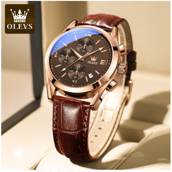 Picture of OLEVS leather quartz fashion watch for men