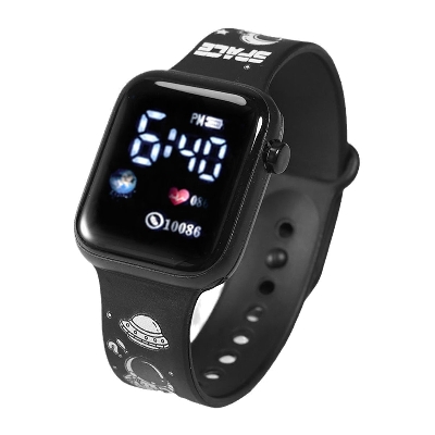 Picture of Trendy Cartoon Teddy Bear-Themed Digital Smartwatch with Stylish Black Silicone Strap for Kids & Teens