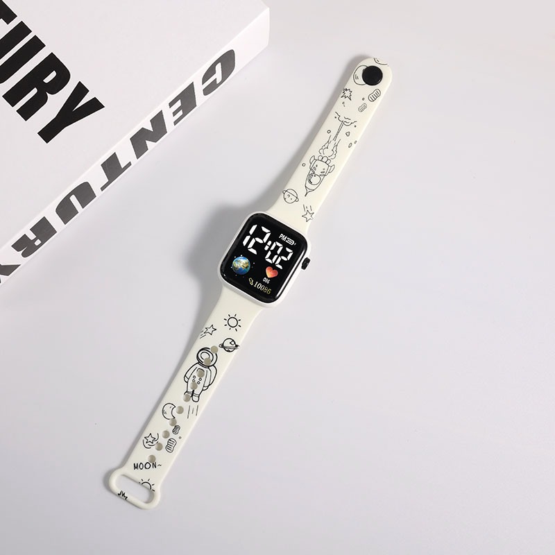 Picture of Trendy Cartoon Teddy Bear-Themed Digital Smartwatch with Stylish Black Silicone Strap for Kids & Teens