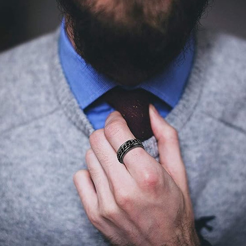 Picture of Stainless Steel Chain Rotation Decompression Ring Men Rings