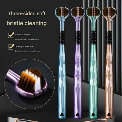 Picture of 360° Three-sided Soft Bristle Toothbrush Portable Travel Dental Oral Care china scientific V toothbrush