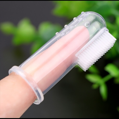 Picture of Soft Silicone Baby Finger Toothbrush Children's Teeth Cleaning Toothbrush Baby Tongue Cleaning Brush Pet Cleaning Tools-1pcs ( White )