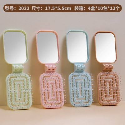 Picture of Pocket Size Folding Hair Brush with Mirror – Cute Small Imported Foldable Hair Brush – Cute Bear High Quality Brushes – Hand Bag Hair Brush - 4 Colors Available