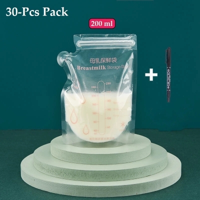 Picture of 30Pcs/bag Breast Milk Storage Bags Moisture-proof And leak-proof Food Freezer Breast Milk Storage Bag With Marker Pen ( 30Pcs+ Marker Pen  )