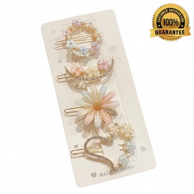 Picture of Fashion Trendy Women Pearl Hair Clip Headdress Set For Girls Hair Band-4Pcs/Set