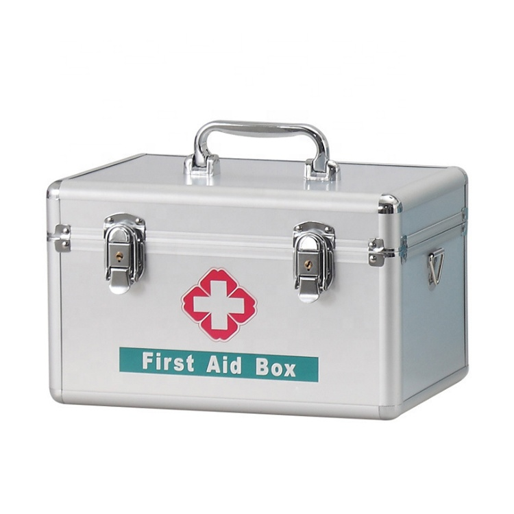 Picture of Empty Portable Metal Aluminum First Aid Box Case for Clinic Hospital