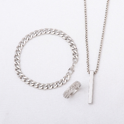 Picture of Fashionable Pendant Necklace, Bracelet & Ring Set for Everyday Chic Style-Combo Set for Men