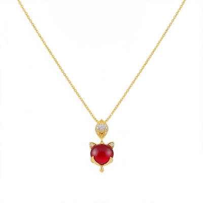 Picture of Real-Gold_Plating Fox_Eye Lucky Neckless For Women ( Gold )