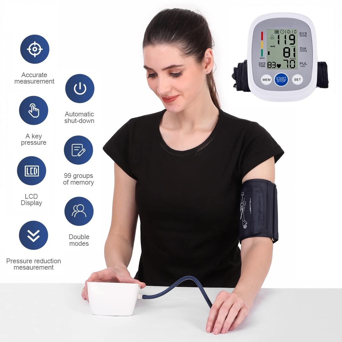 Picture of COMFORT Homely CPort BP Monitor Automatic Accurate Digital Blood Pressure Checking Machine Upper Arm Portable BP Machine (White, Silver) - Multicolor