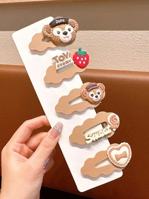 Picture of Cute Girls Cartoon Animal Fruit Hairpins Children Sweet Heart Hair Clip Barrettes Headband Kids Fashion Hair Accessories
