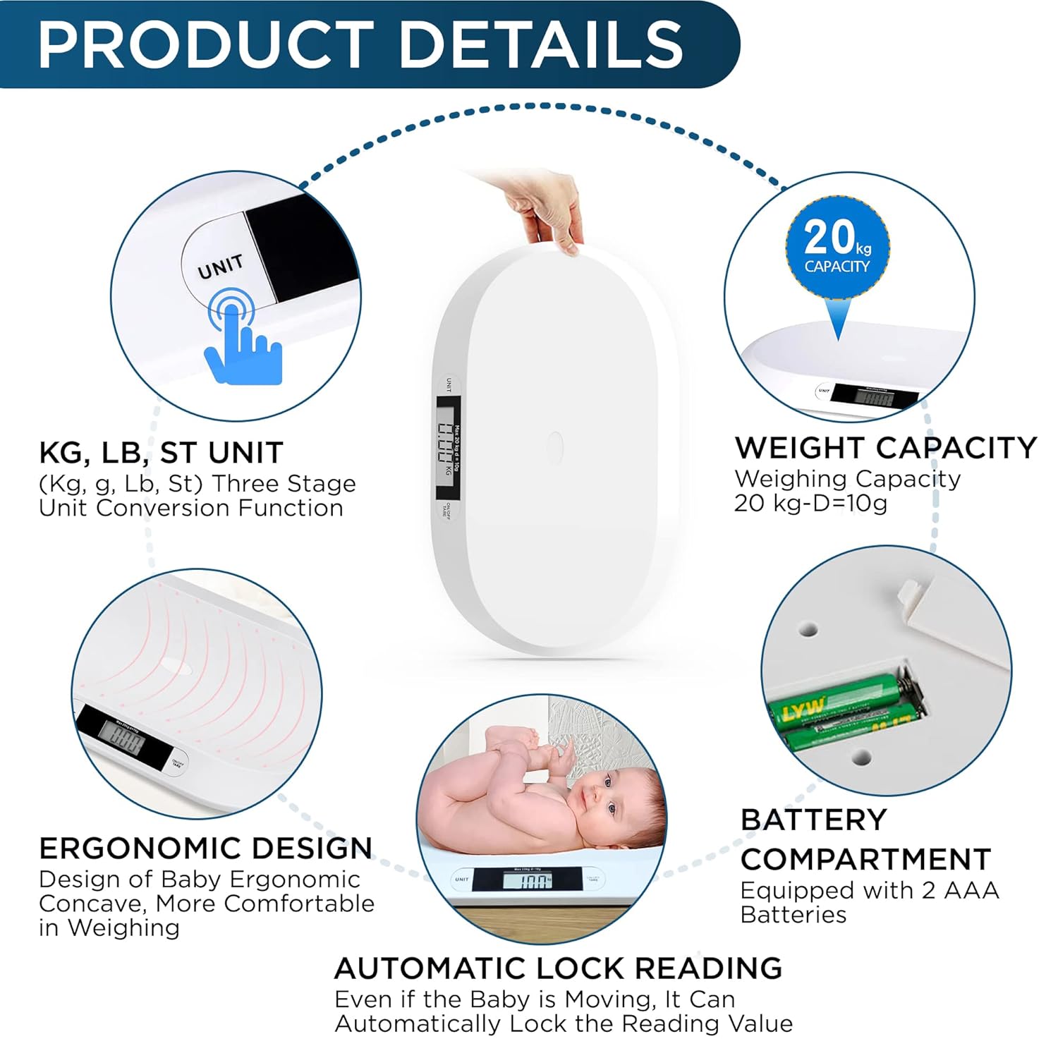 Picture of Digital Baby Weighing Scale for Infant Toddler With Weight Upto 20kg - Multicolor