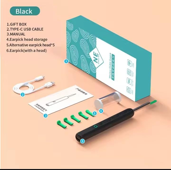 Picture of Ear Wax Removal Tool with 8 Pcs Ear Set - Ear Canal Cleaner with 1080P Camera - Ear Cleaning Kit with 6 Ear Scoops - Ear Wax Cleaner with Camera-Otoscope Ear Pick for iOS & Android Turquoise