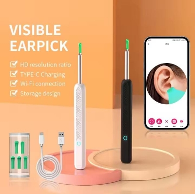 Picture of Ear Wax Removal Tool with 8 Pcs Ear Set - Ear Canal Cleaner with 1080P Camera - Ear Cleaning Kit with 6 Ear Scoops - Ear Wax Cleaner with Camera-Otoscope Ear Pick for iOS & Android Turquoise