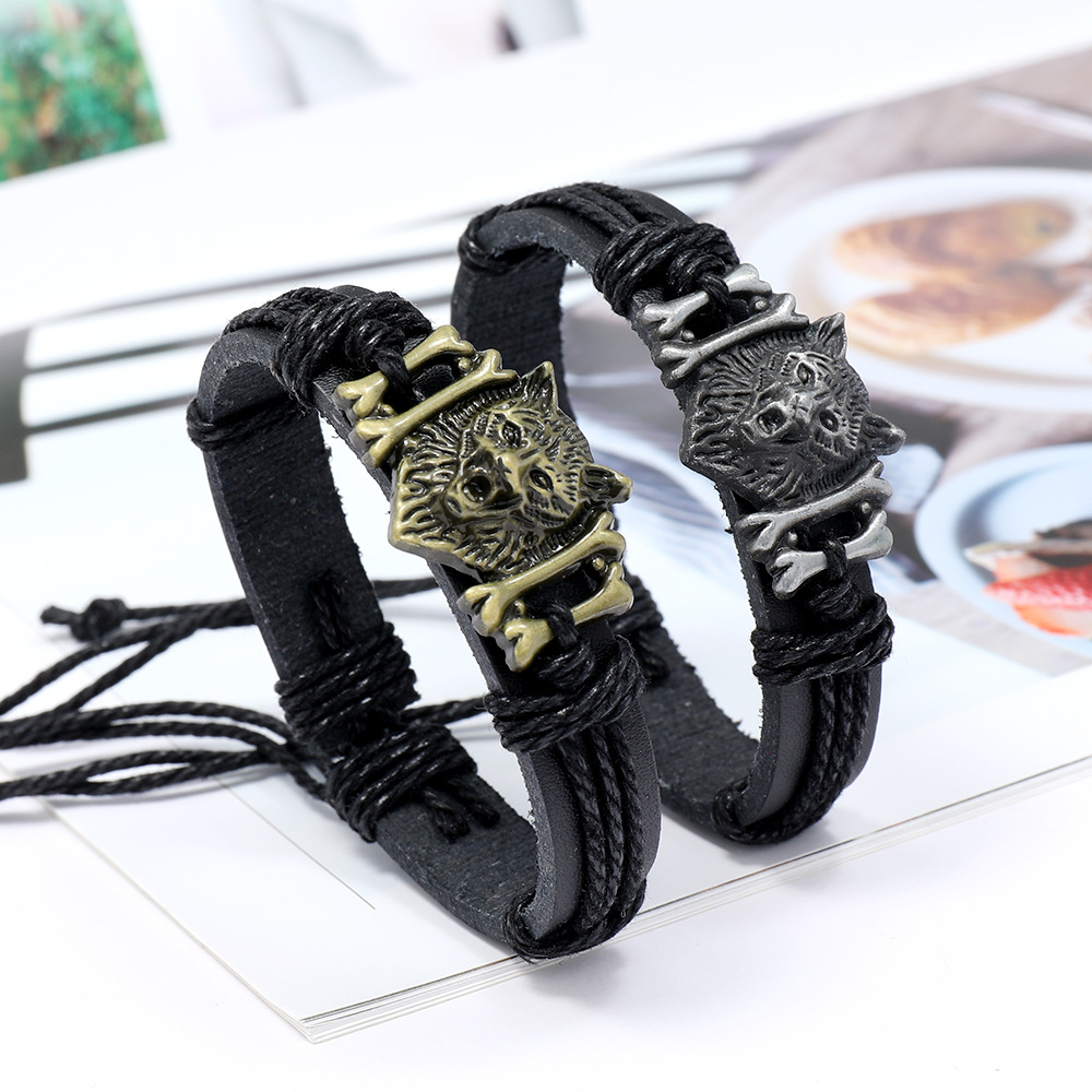 Picture of Wolf Bracelet for Men, Punk Wolf Head Bracelet for Boys, Adjustable
