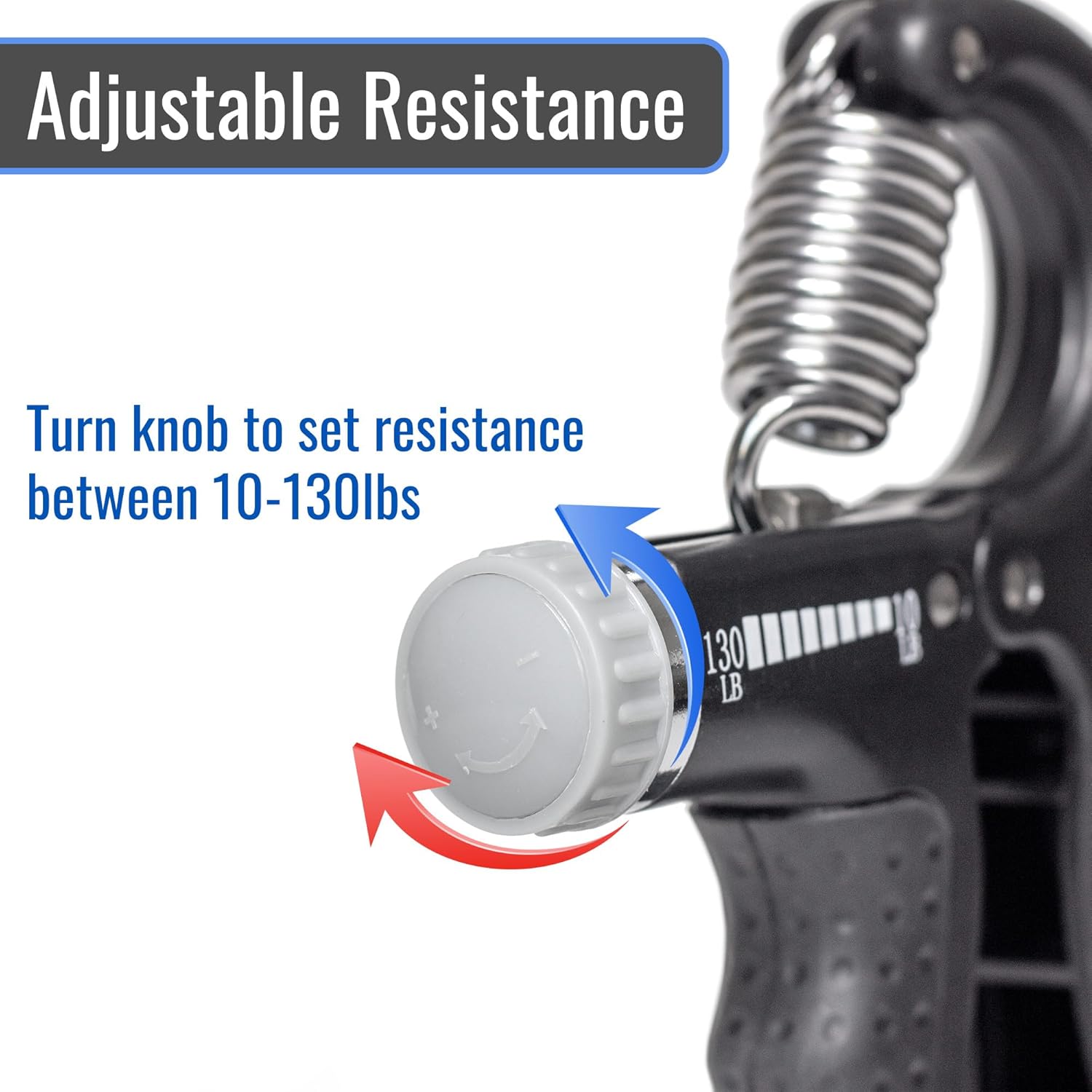 Picture of Sports Adjustable Hand Grip (10kg - 60kg) Strengthener with Counter for Men & Women for Gym Workout Hand Exercise Equipment to Use in Home for Forearm Exercise (Black) Stainless Steel Spring - Multicolor