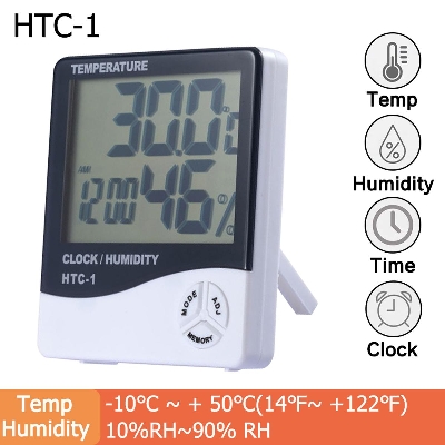 Picture of LCD Electronic Digital Temperature Humidity Meter Thermometer Hygrometer Indoor Outdoor Weather Station Clock HTC-1 HTC-2 - White
