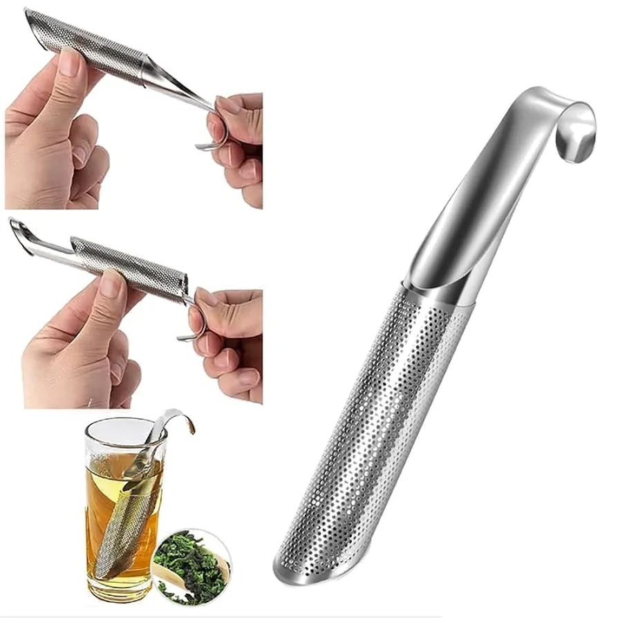 Picture of Portable Home Tea Accessories Filter Stainless Steel Tea Maker Piping Design Tea Spoon Brewer Long Handle Metal Creative Cup