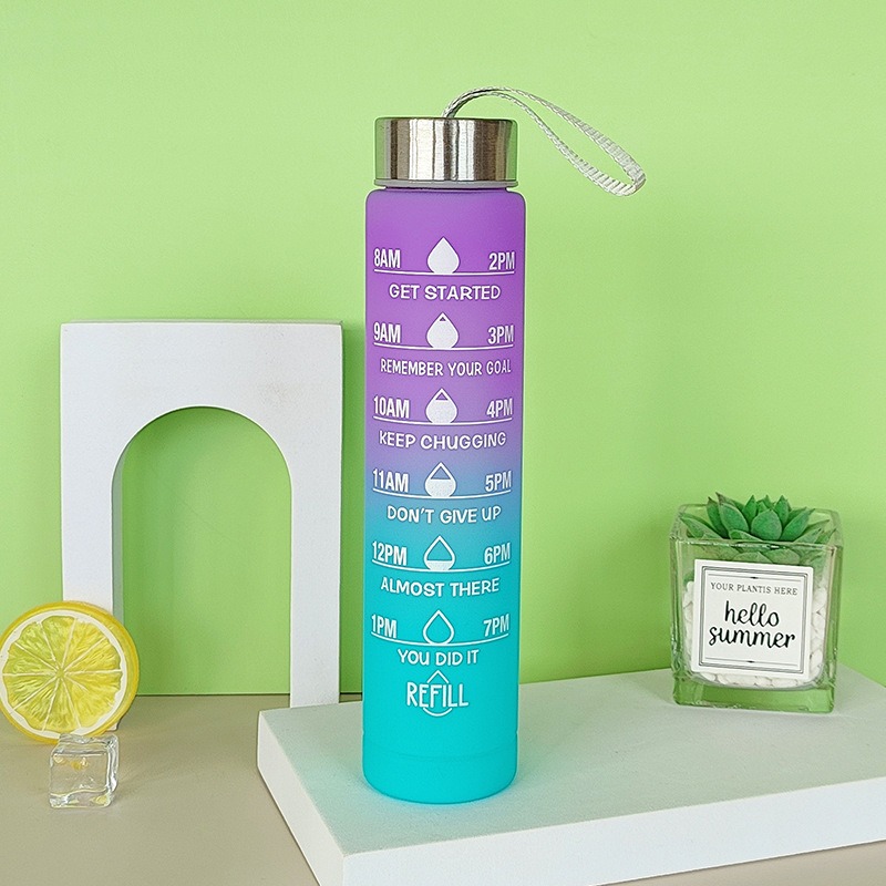 Picture of 300ml Cute Water Bottle Frosted Cartoon Portable Motivational Water Cup With Plastic Straw Outdoor Sports Camping Drinking ToolsBasketball