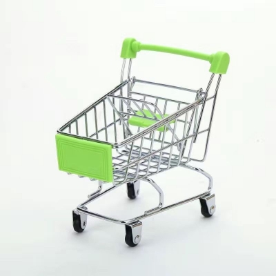 Picture of baby pretend toy Supermarket Hand Trolley Mini Shopping Cart Desktop Decoration Storage Toy Gift  Showpiece