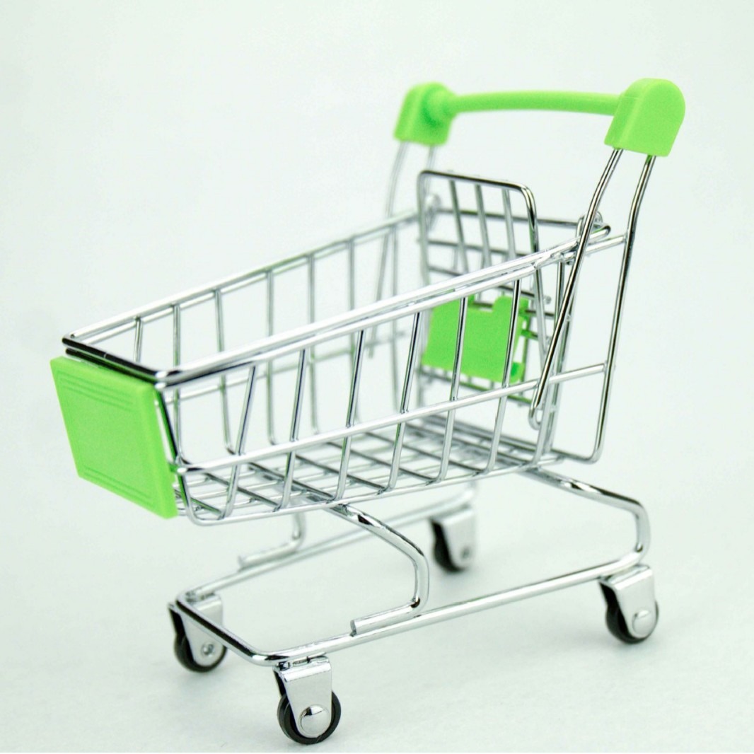 Picture of baby pretend toy Supermarket Hand Trolley Mini Shopping Cart Desktop Decoration Storage Toy Gift  Showpiece