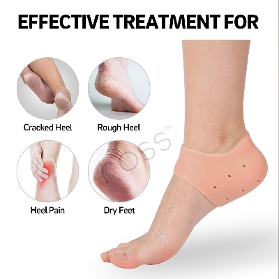 Picture of Silicone Gel Heel Pad Socks for Pain Relief - 1 Pair (Beige, Free Size) - Beige