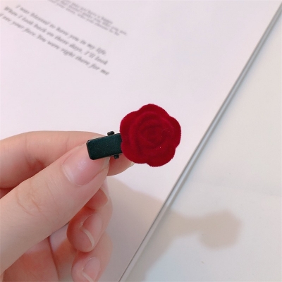 Picture of Mini Rose Hair Clip for Women Girls, Red Flower Hair Barrettes Headpiece Hair Vintage Hair Pins for Bridal