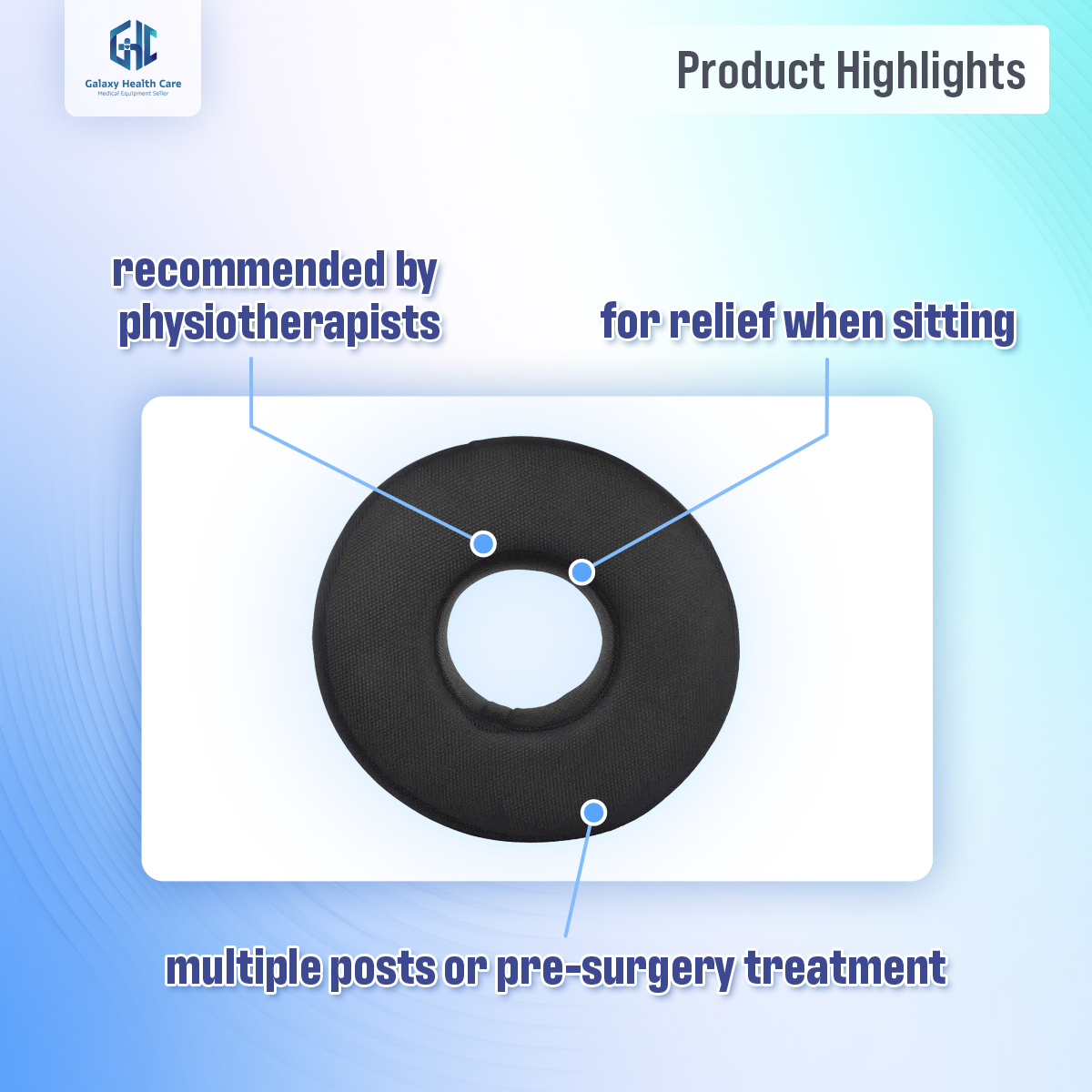 Picture of Cushion Pillow Nerve Tail bone Back Pain Natal Pain Relief Post Surgery Relief Chair & Car Seat Cushion Comfort - Black