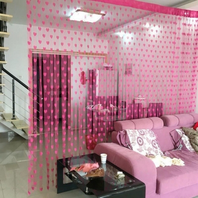 Picture of New And Good Quality Pink colour Love Heart Shaped Net Curtain/Porda